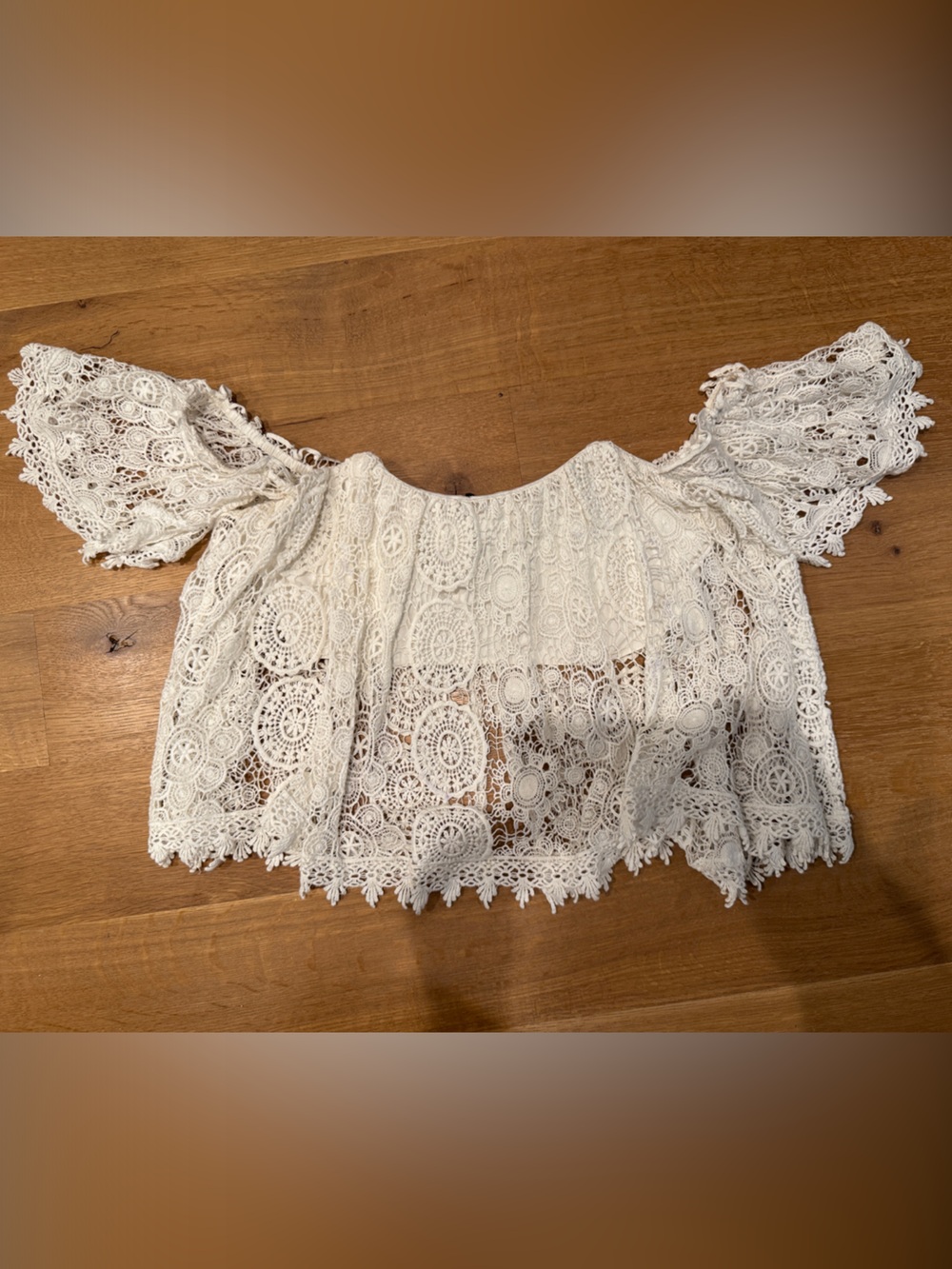 Tularosa White Crochet Off-Shoulder Lace Blouse